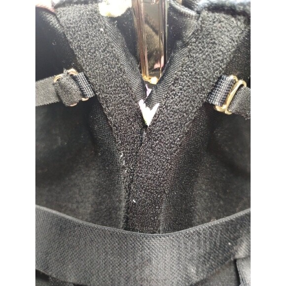 Cacique Bra 44F Racer Back Front Gold Bar Enclosure Black Floral Lace EUC - Picture 8 of 11